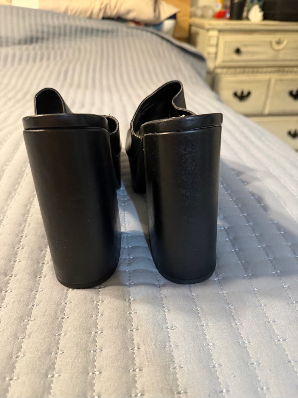 Steve Madden Black Platform Block Heel Mules 10 - Picture 4 of 7